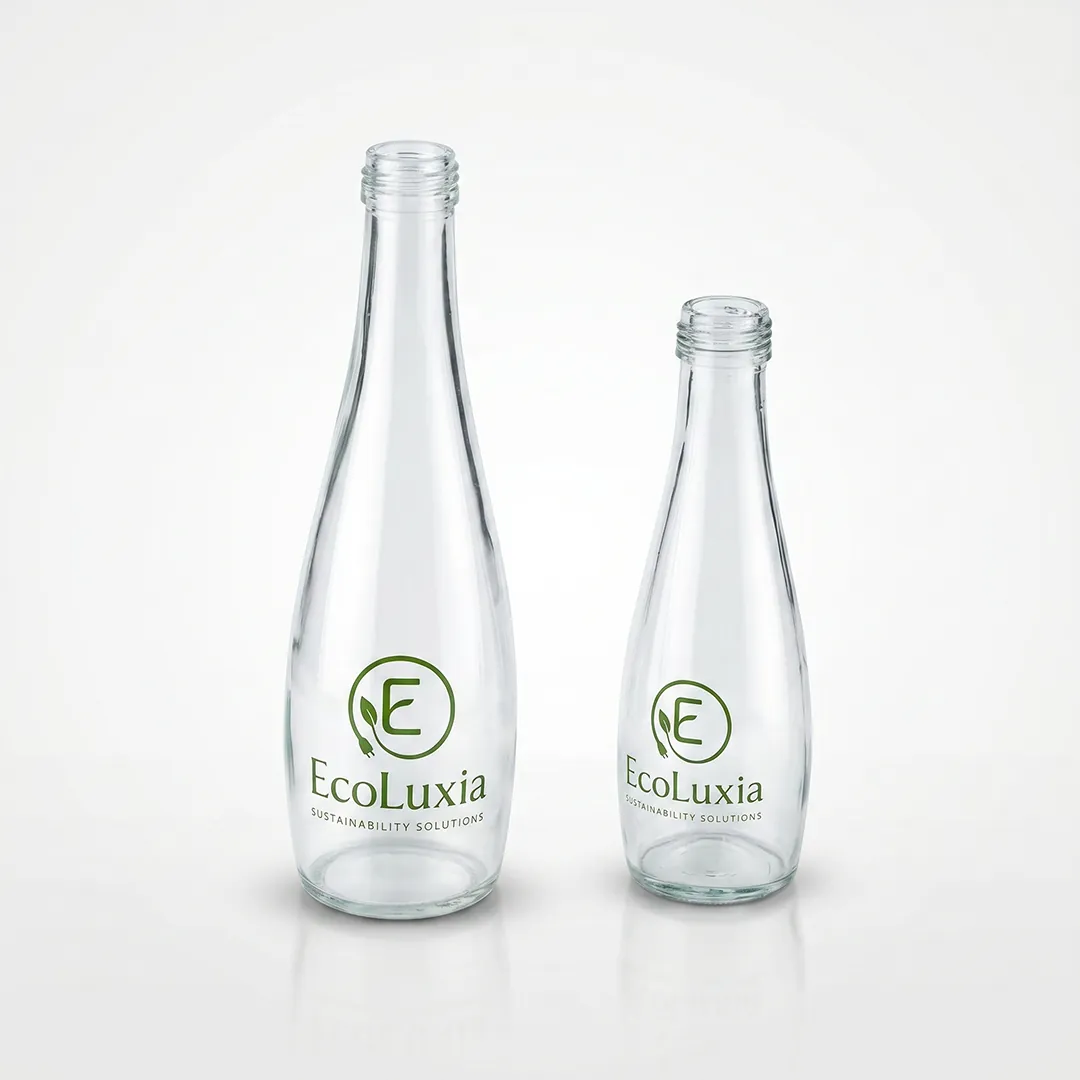 Two EcoLuxia glass bottles in different sizes.