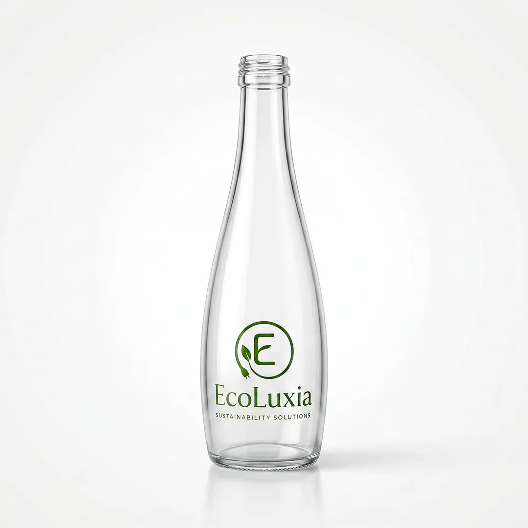 An EcoLuxia reusable glass bottle.
